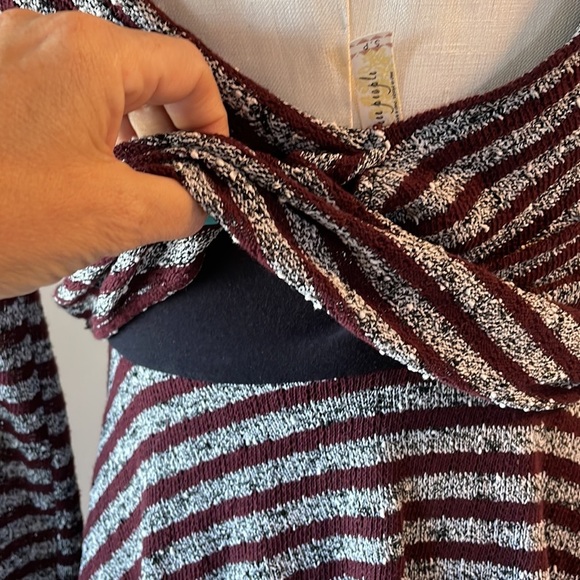 FREE PEOPLE mini dress fit and flare striped LIGHT SWEATER KNIT deep V neck S - Picture 9 of 14